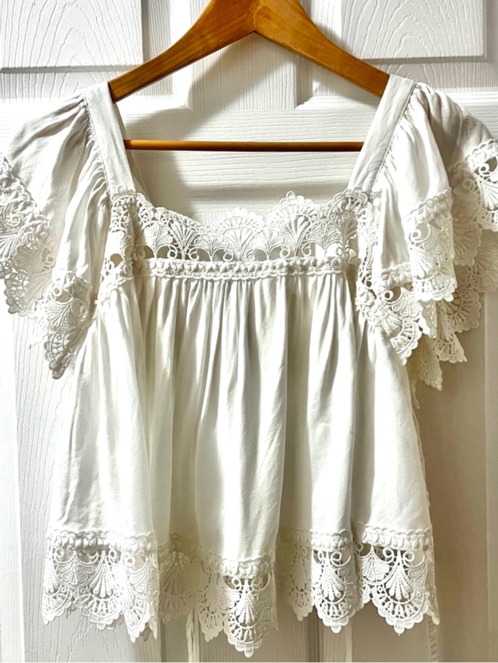 Moon River Lace Boho Blouse Romantic Top Cottagecore Summer • Size XS